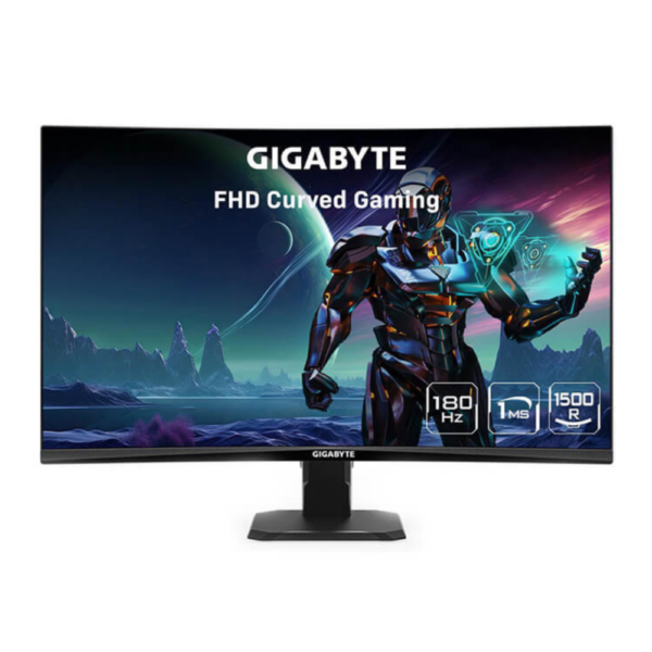 جيجابايت GS27FC شاشة العاب منحنية 27 بوصة، فل اتش دي ، ، 180 هيرتز، سرعة الاستجابة 1 ملي ثانية، - اسود